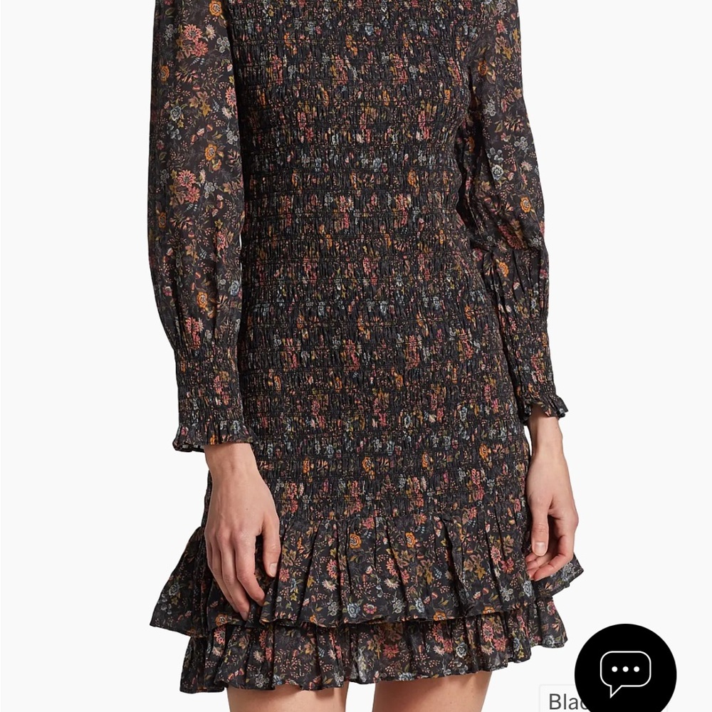 Veronica Beard Farha shirred floral print dress